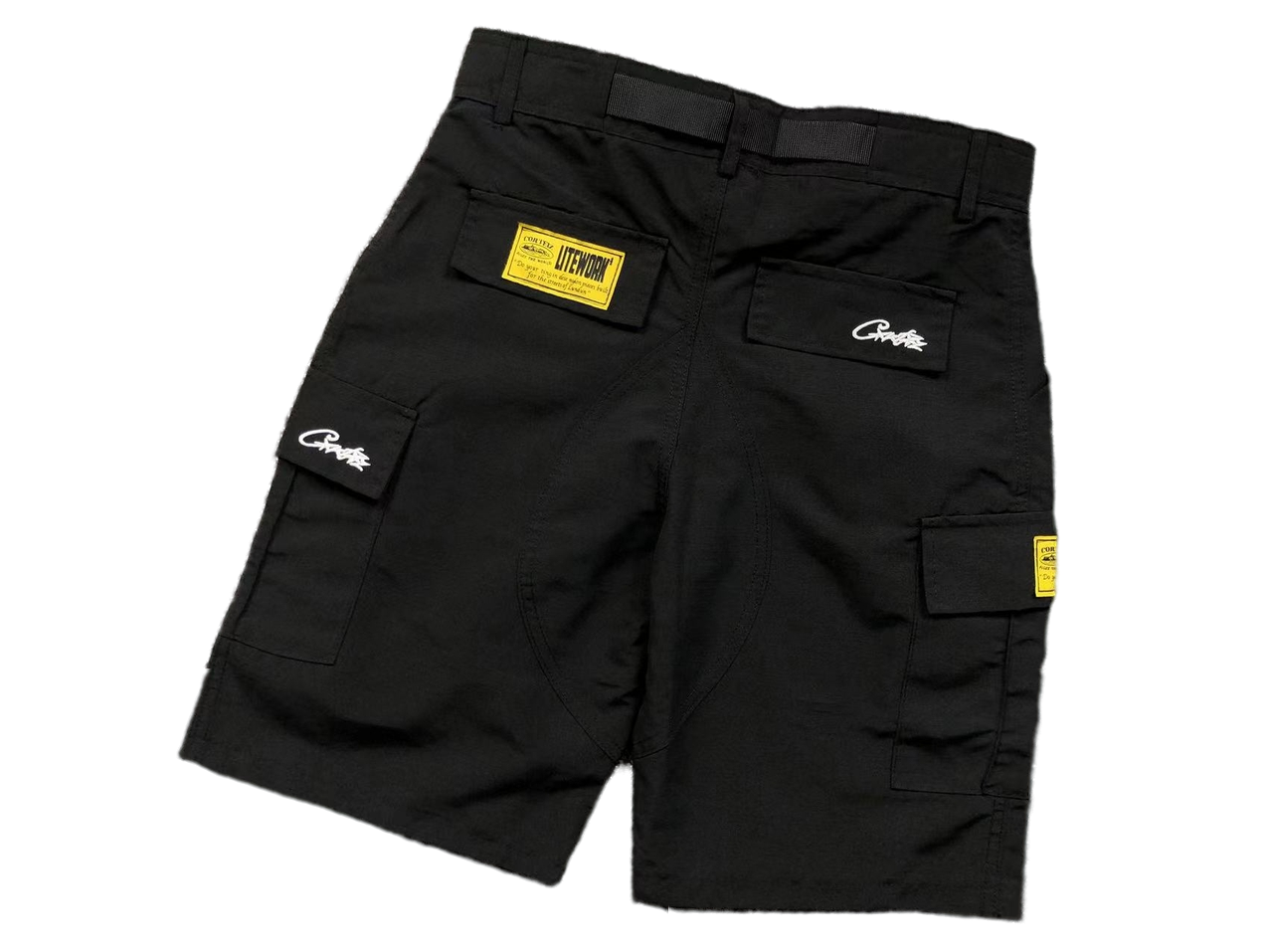 Corteiz Alcatraz Cargo Shorts Black/Yellow