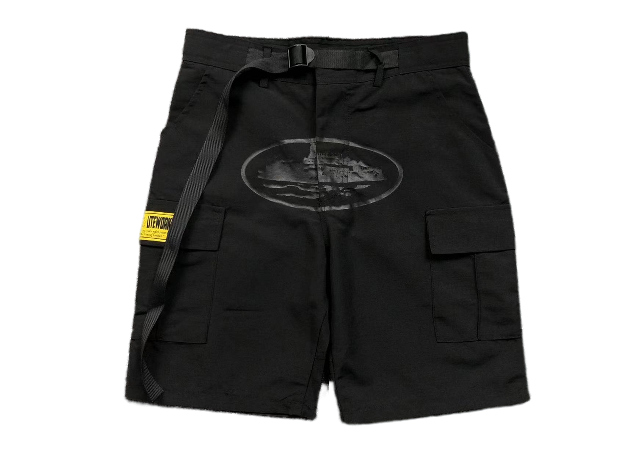 Corteiz Alcatraz Cargo Shorts Triple Black
