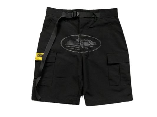 Corteiz Alcatraz Cargo Shorts Triple Black