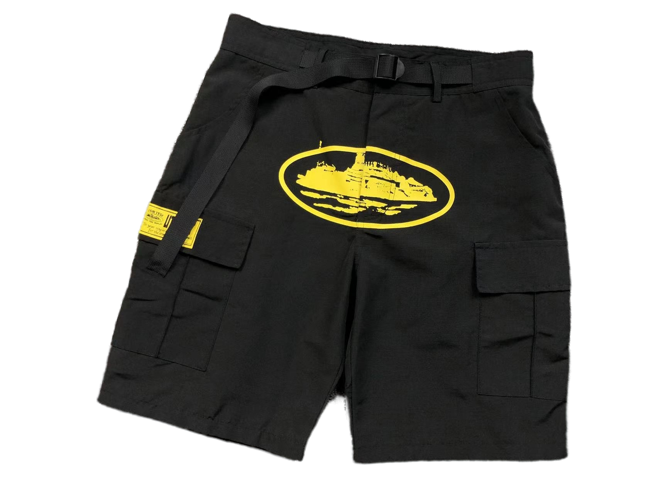 Corteiz Alcatraz Cargo Shorts Black/Yellow