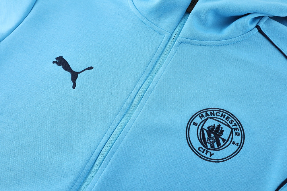Hoodie Blue Full Zip Manchester City 2025