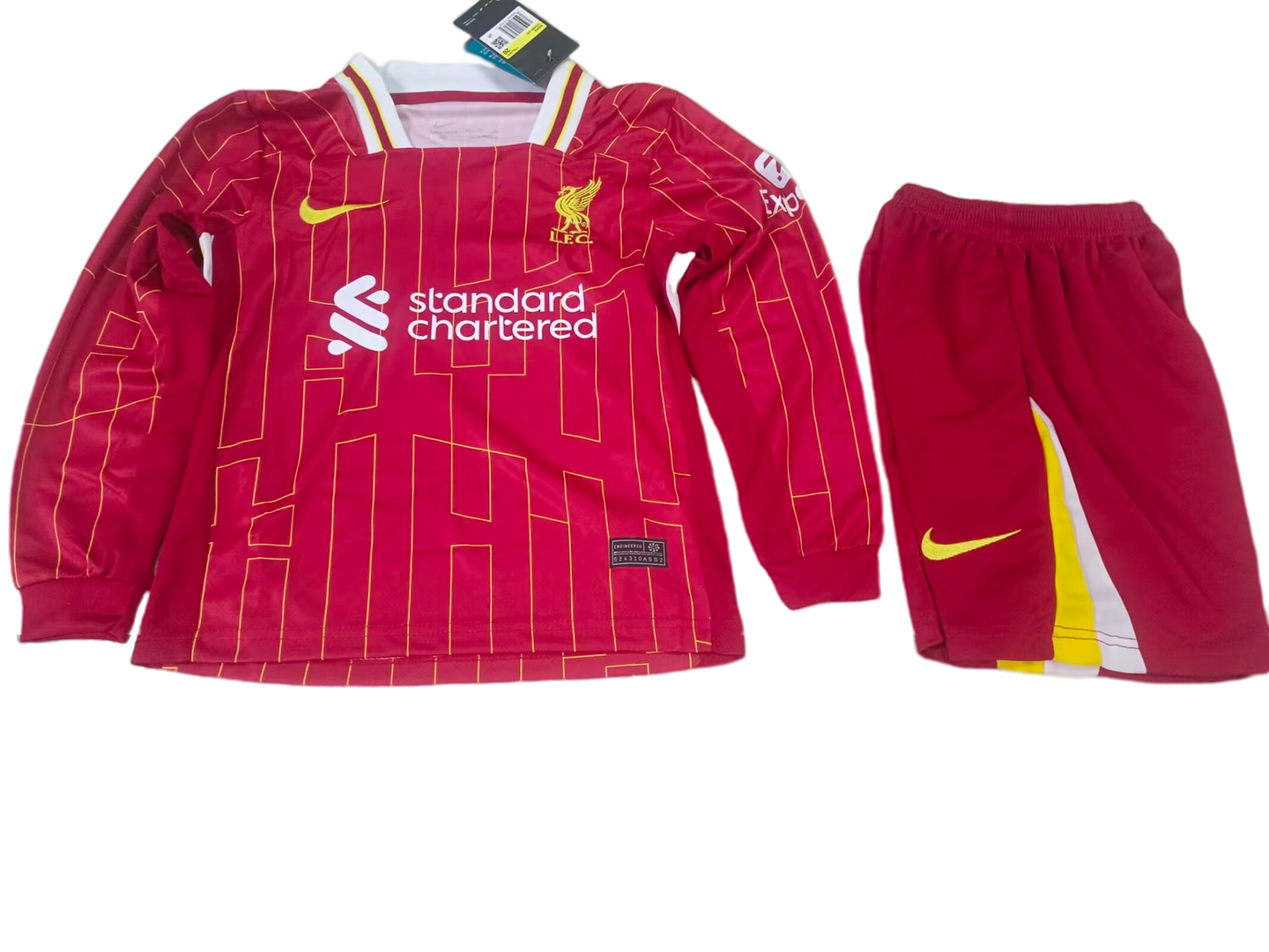 Kit Criança - Liverpool Home 2024/25 - Manga Comprida