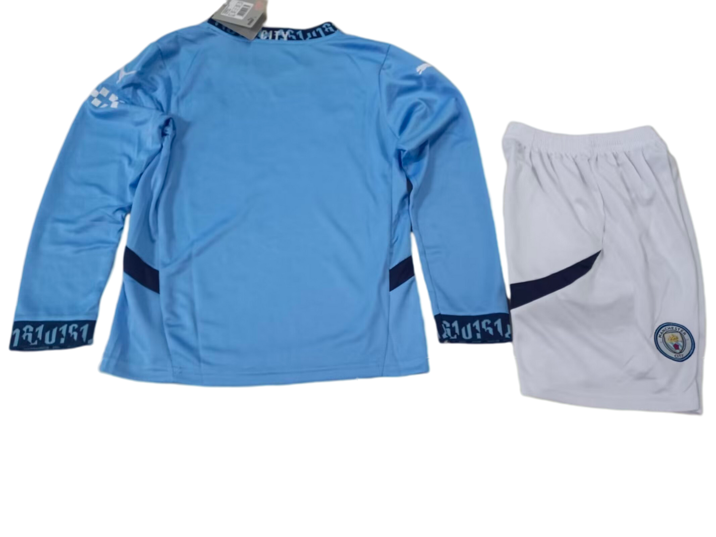 Kit Criança - Manchester City Home 2024/25 - Manga Comprida