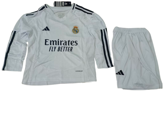 Kit Criança - Real Madrid Home 2024/25 - Manga Comprida