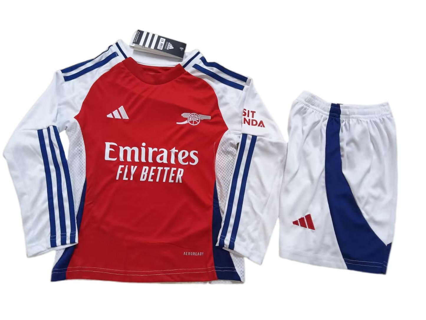 Kit Criança - Arsenal Home 2024/25 - Manga Comprida