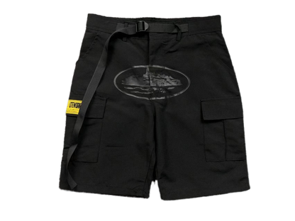 Corteiz Alcatraz Cargo Shorts Triple Black