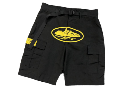 Corteiz Alcatraz Cargo Shorts Black/Yellow