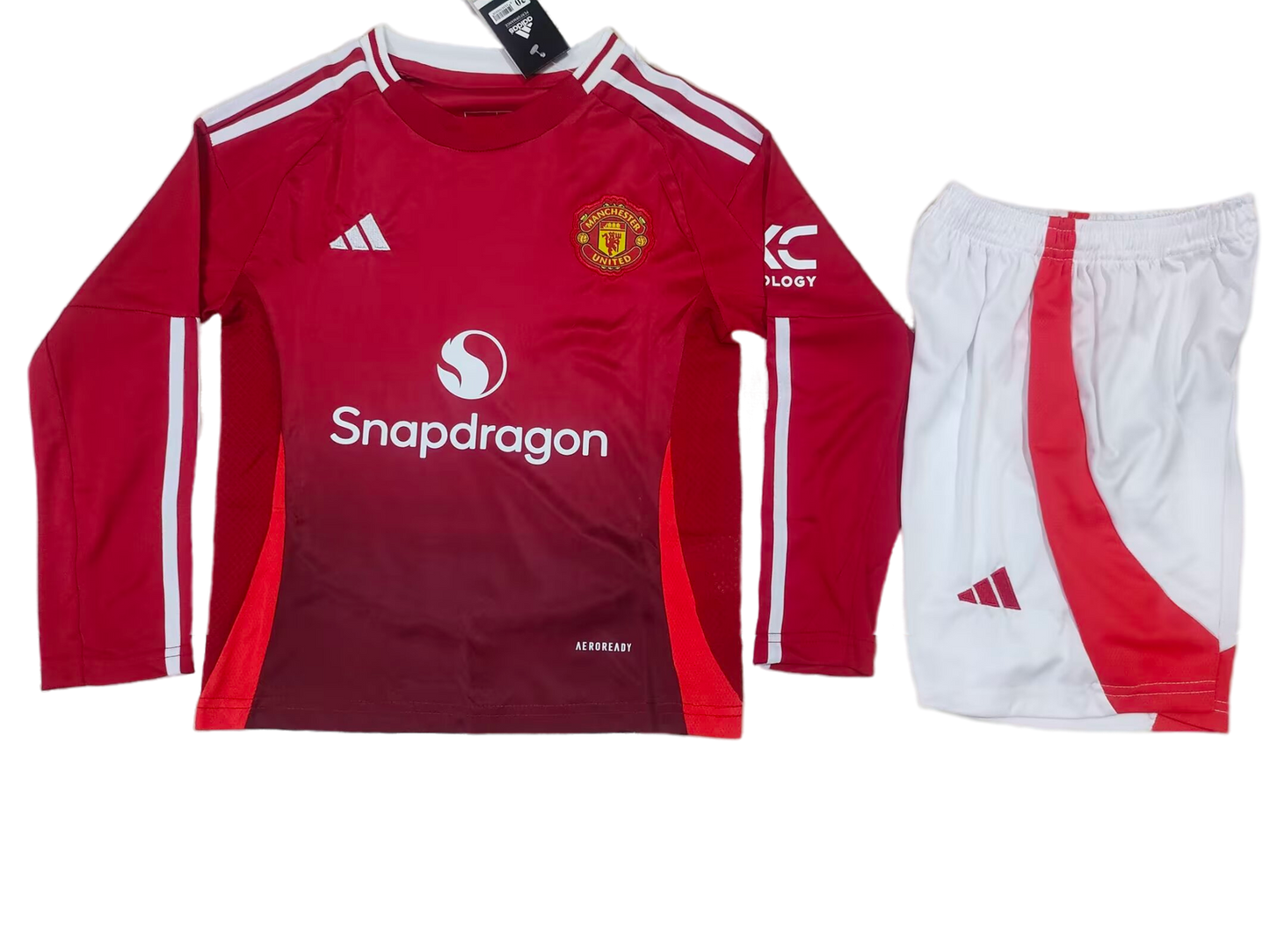 Kit Criança - Manchester United Home 2024/25 - Manga Comprida