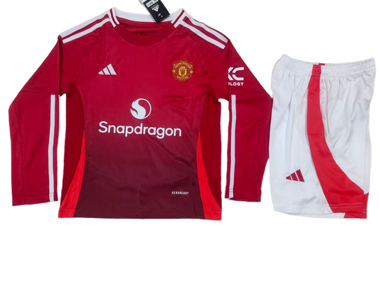 Kit Criança - Manchester United Home 2024/25 - Manga Comprida